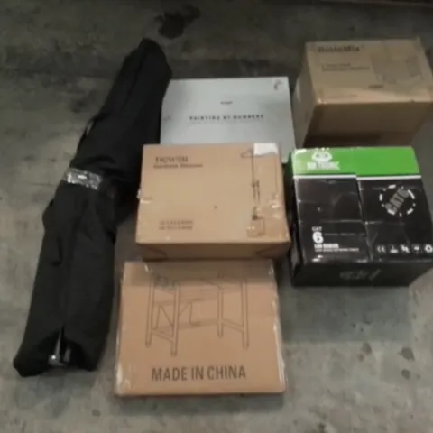 PALLET OF UNPROCESSED ITEMS TO INCLUDE FOOD DEHYDRATOR MACHINE, PAINTING BY COLOUR ART, AND GARMENT STEAMER