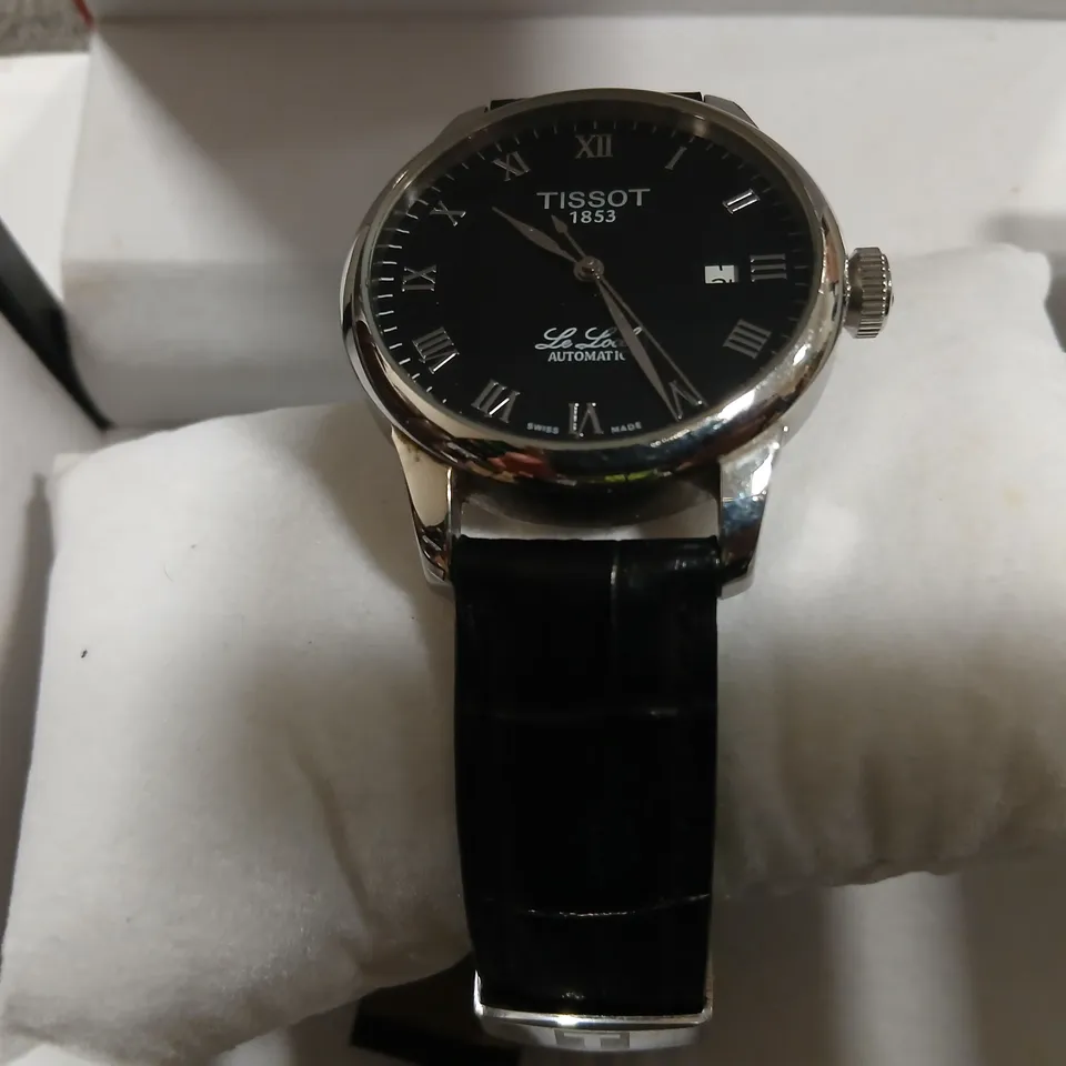 TISSOT LE LOCLE AUTOMATIC WATCH – BLACK DIAL, LEATHER STRAP