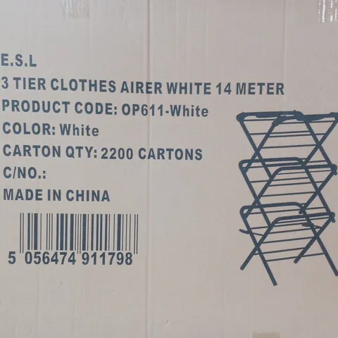 BOXED UNBRANDED 3 TIER CLOTHES AIRER IN WHITE