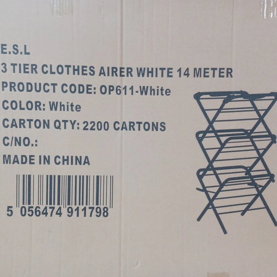 BOXED UNBRANDED 3 TIER CLOTHES AIRER IN WHITE