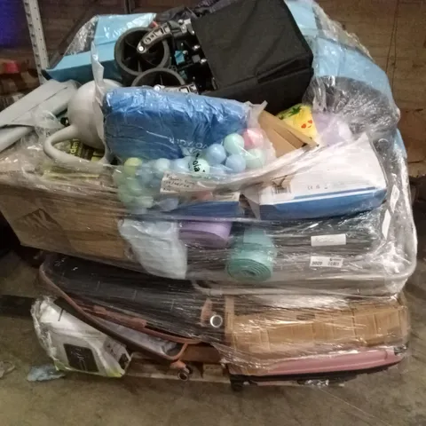 PALLET OF ASSORTED HOUSEHOLD GOODS AND PRODUCTS TO INCLUDES:AIR FRYER,SUITCASES,YOGA MATTS,CAMPING CHAIRS