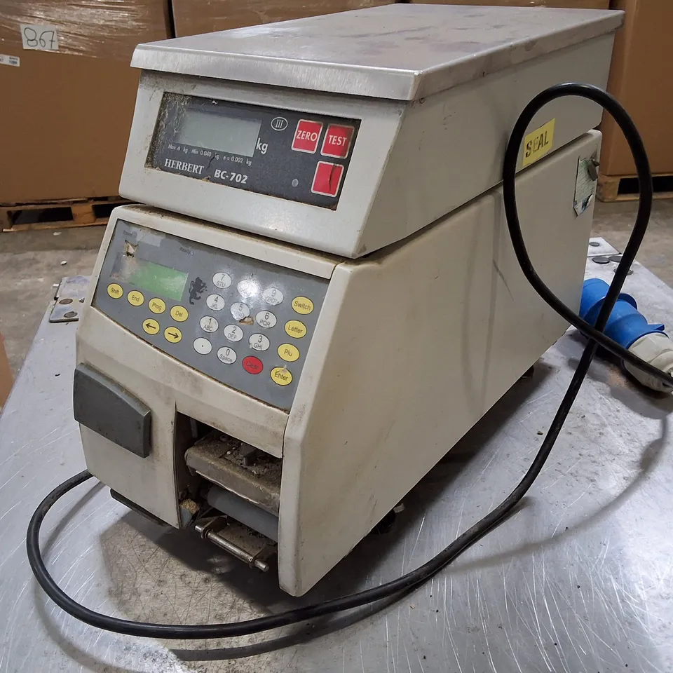 HERBERT BC-702 CHECK-WEIGHING SCALE & LABELER