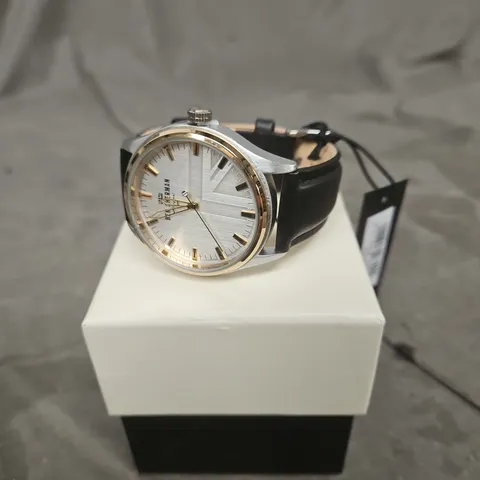 BEN SHERMAN WATCH – SILVER TONE DIAL, BLACK LEATHER STRAP