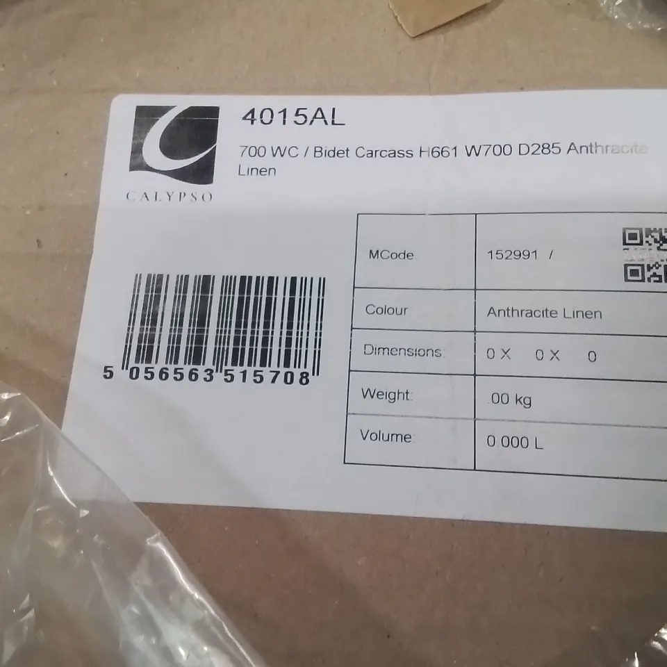 PALLET OF ASSORTED BATHROOM PRODUCTS TO INCLUDE;BIDET CARCASS,MODENA COMPACT