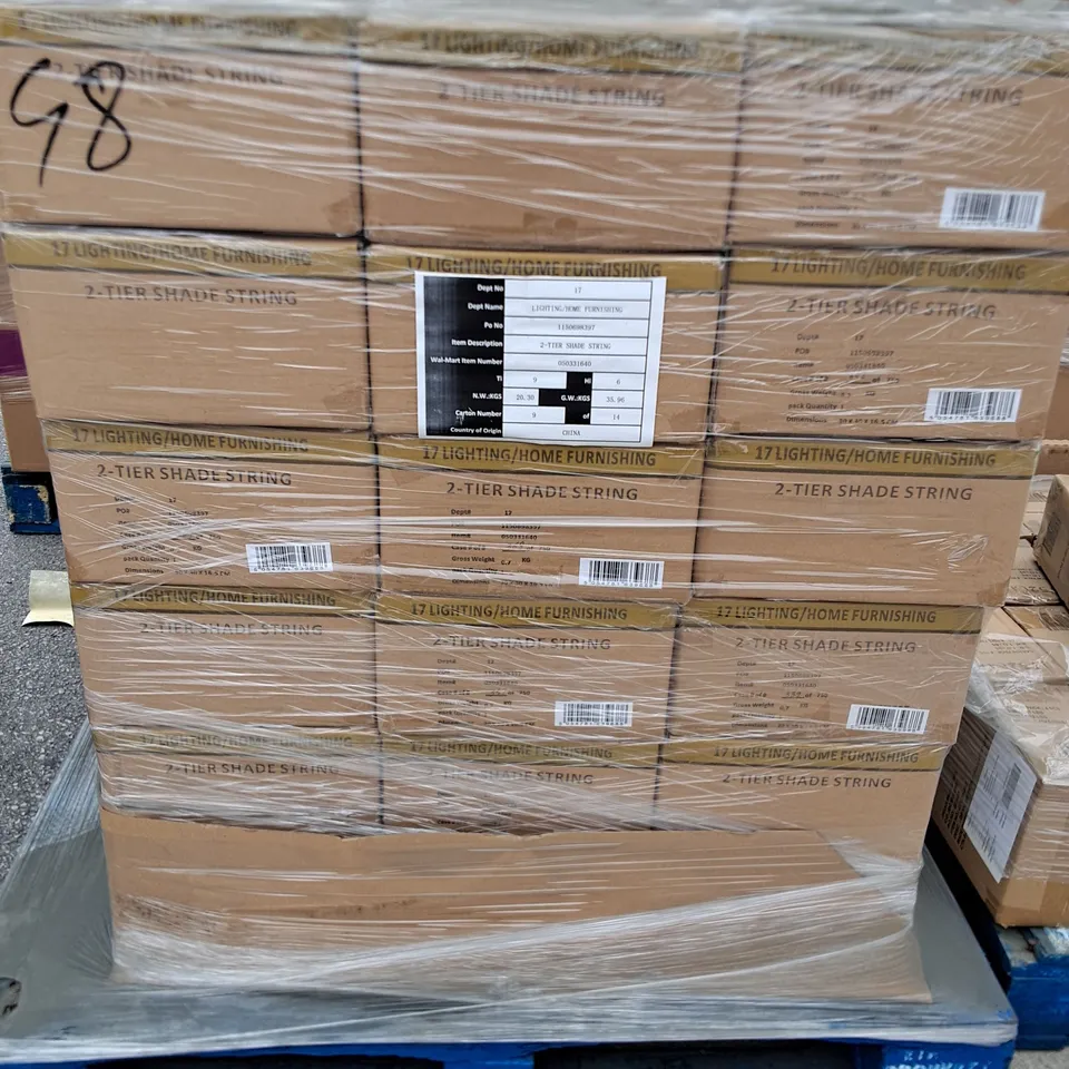 PALLET CONTAINING APPROXIMATELY 50 BRAND NEW 2-TIER LIGHT SHADES - NATURAL