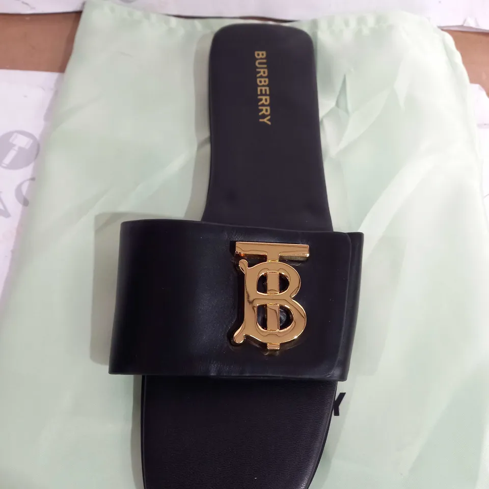 BURBERRY SLIPPERS CLOGS, LEATHER BLACK - SIZE 42