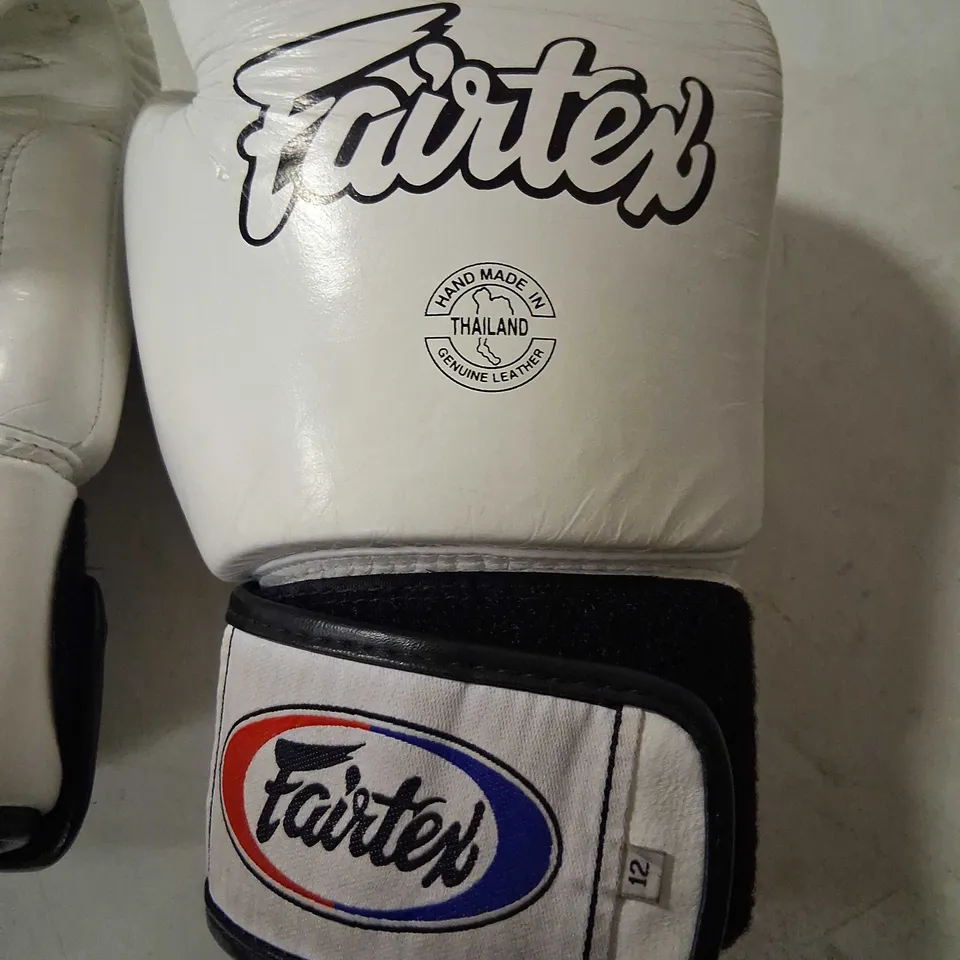 FAIRTEX BOXING GLOVES – WHITE, SIZE 12, PAIR