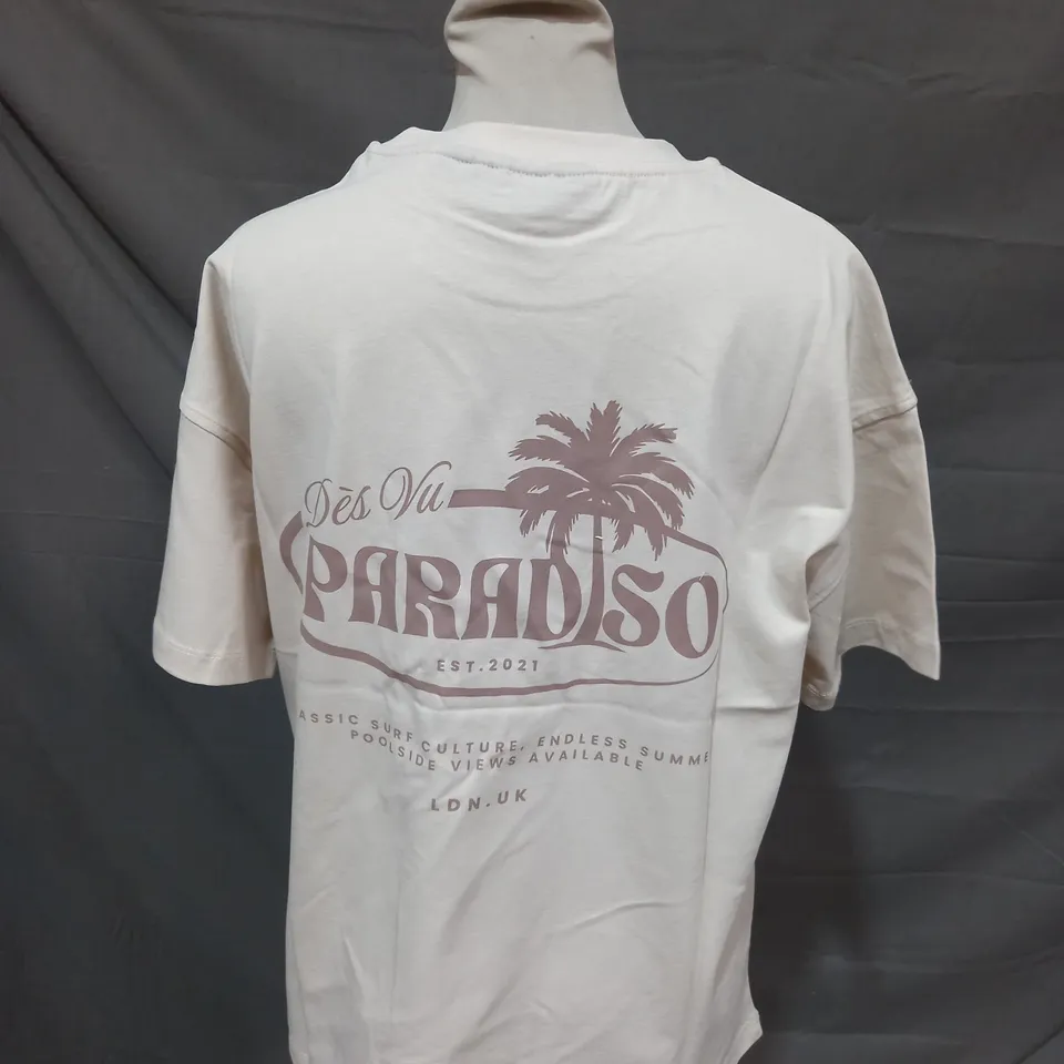 DES VU CLUB PARADISO OVERSIZED T-SHIRT IN STONE - XS