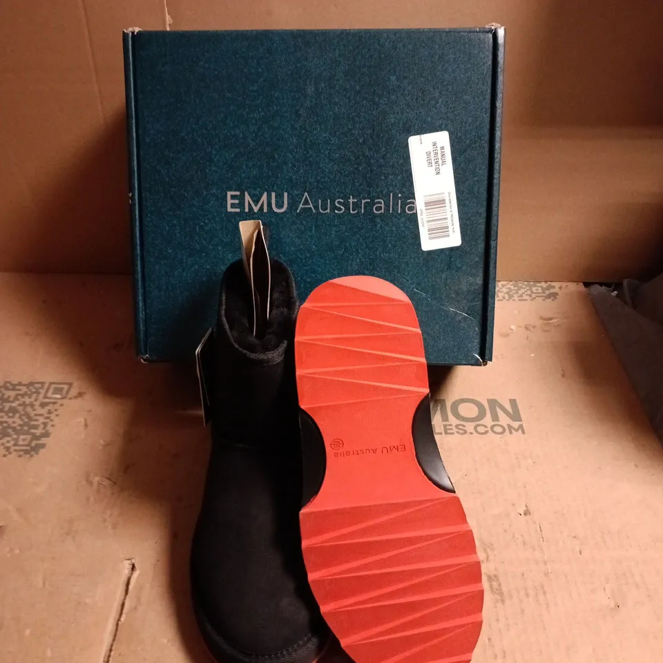 EMU AUSTRALIA BLACK SUEDE ANKLE BOOT – RED SOLE - UK SIZE 5