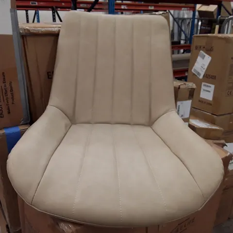 BOXED SET OF 2 UPHOLSTERED FAUX LEATHER DINING CHAIRS - KHAKI (1 BOX)