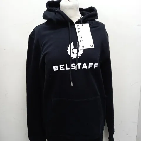 BELSTAFF BLACK/OFF WHITE SIGNATURE HOODIE - SIZE MEDIUM