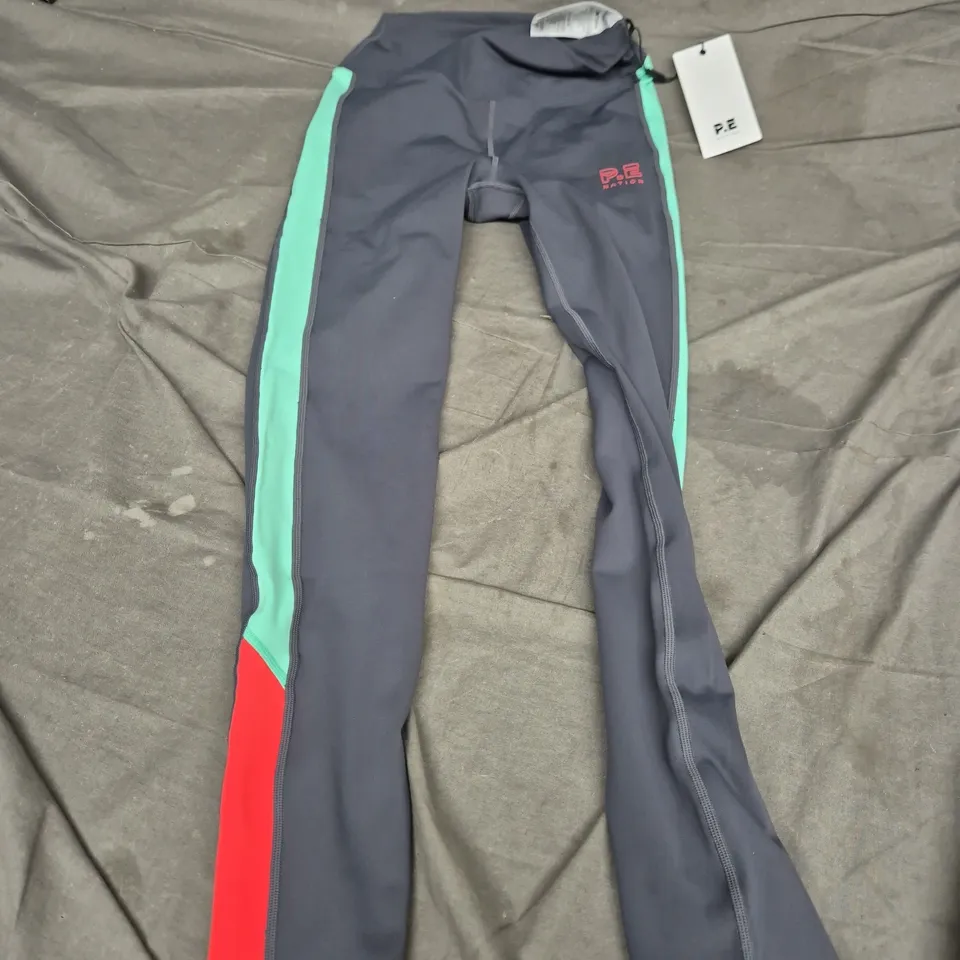 PE NATION IMPACT CB TIGHT – WOMEN’S LEGGINGS, SIZE M, DARK NAVY WITH MINT SIDE PANELS