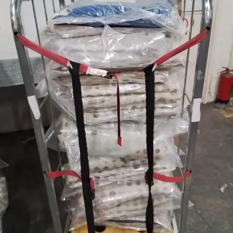 CAGE CONTAINING LARGE AMOUNT OF BRAND NEW PROFESSIONAL OUTDOOR LIVING PRINTED POLYESTER/COTTON THROW/COVERS (VARIOUS DESIGNS)