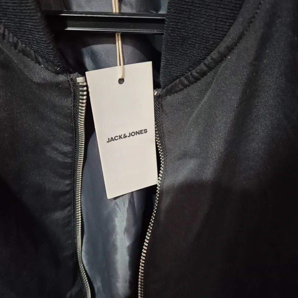 JACK & JONES MEN'S BOMBER JACKET – BLACK, SIZE M