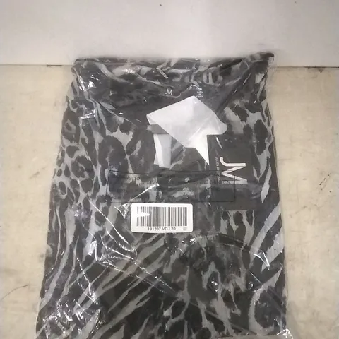 NEW JULIEN MACDONALD CHIFFON OVERLAP GREY ANIMAL TOPS - SIZE 10