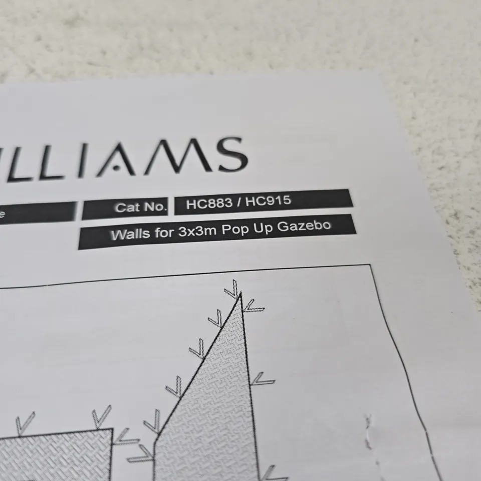 JD WILLIAMS WALLS FOR 3X3M POP UP GAZEBO