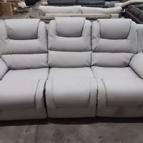 DESIGNER GREY FABRIC 3-SEATER SOFA WITH RECLINING FEATURES