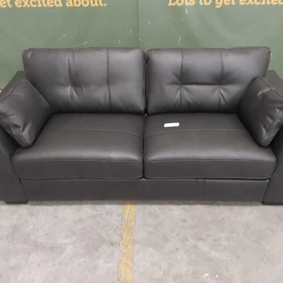 DENVER BLACK LEATHER 3 SEATER SOFA