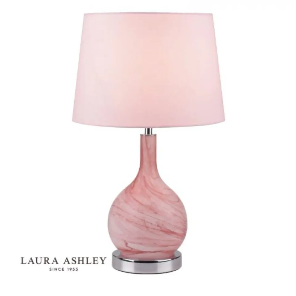 LAURA ASHLEY SWIRL BLUSH GLASS TABLE LAMP