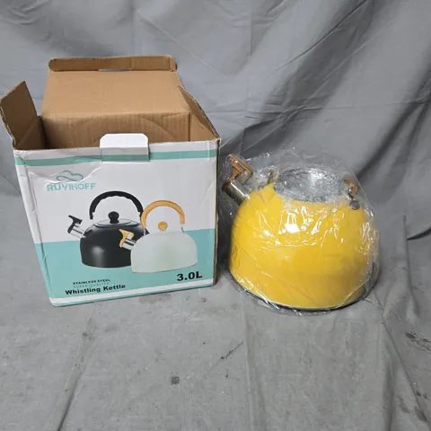 YELLOW STAINLESS STEEL WHISTLING KETTLE 3.0L – BOXED