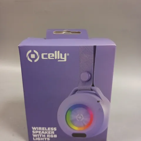 BOXED SEALED CELLY WIRELESS SPEAKER WITH RGB LIGHTS