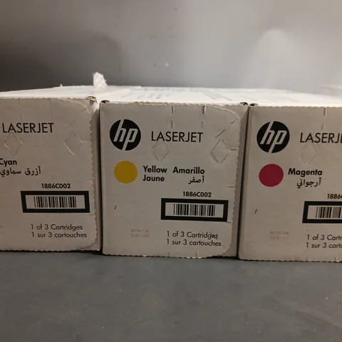 SET OF 3 HP LASER JET PRINT CARTRIDGES TO INCLUDE - CYAN 201X , MAGENTA 201X , 201X YELLOW