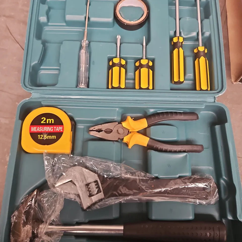 Blue Hand Tool Set in Case – Tape Measure (2m), Pliers & Screwdrivers 