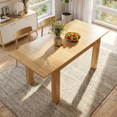 BOXED EXTENDABLE DINING TABLE 120-160CM - OAK EFFECT