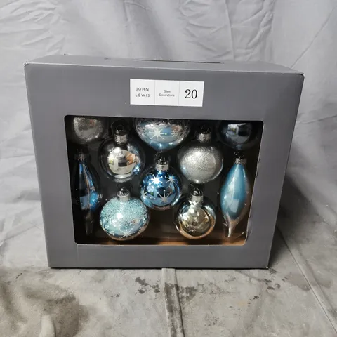 JOHN LEWIS GLASS DECORATIONS – APPROX 20