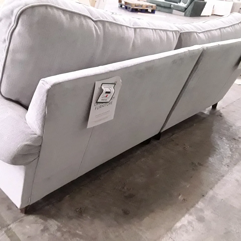 QUALITY DESIGNER BEAUMARIS 4 SEATER SOFA - PALE STEEL FABRIC