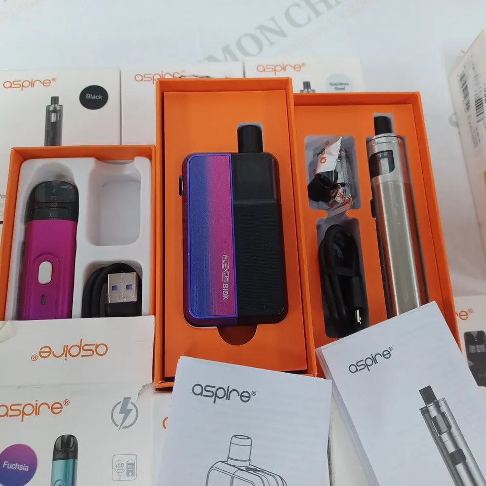 LOT OF 14 ASSORTED ASPIRE E-CIGS TO INCLUDE FLEXUS AND POCKETXKIT