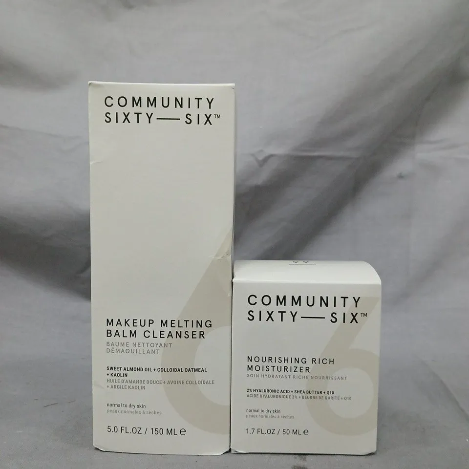 COMMUNITY SIXTY-SIX MAKEUP MELTING BALM CLEANSER 150ML + NOURISHING RICH MOISTURISER 50ML