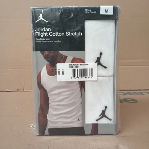 JORDAN 2-PACK FLIGHT COTTON STRETCH TANK UNDERSHIRT IN WHITE SIZE MEDIUM