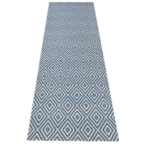 BRAND NEW BAGGED FLATWEAVE BLUE RUG 80X200CM