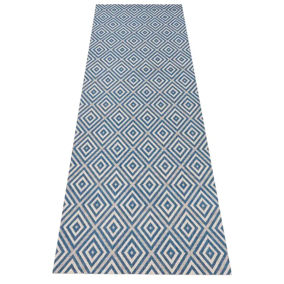 BRAND NEW BAGGED FLATWEAVE BLUE RUG 80X200CM