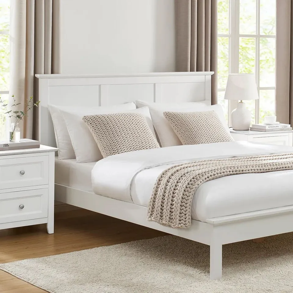 BOXED DUSK SALCOMBE BED FRAME - WHITE // SIZE: 5FT KING (2 BOXES)