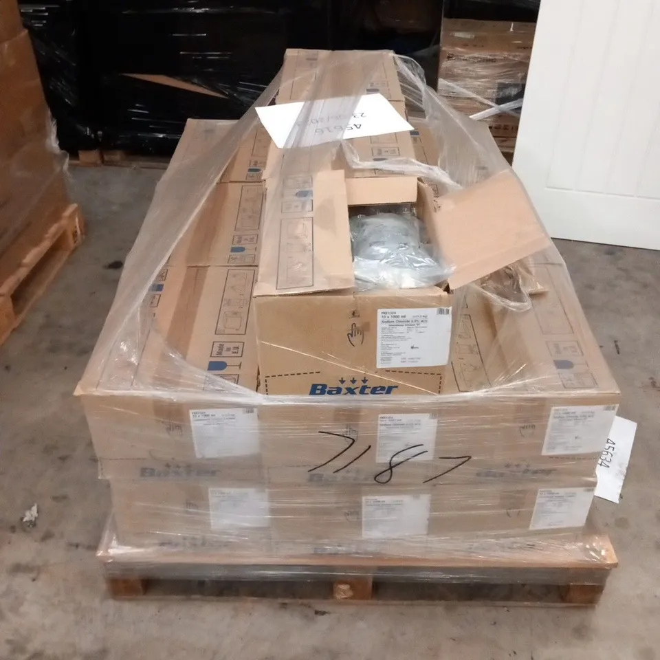 PALLET OF APPROXIMATELY 36 BOXES OF 10 BAXTER FKE1324 SODIUM CHLORIDE 1000ML INTRAVENOUS INFUSION BP