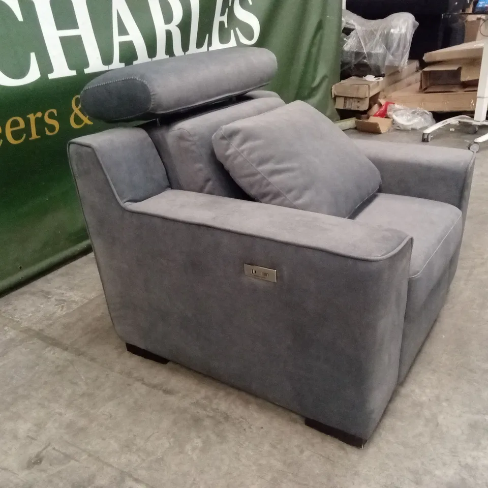 QUALITY DESIGNER ITALIAN MADE SOFT FABRIC ELECTRIC RECLINER ARMCHAIR