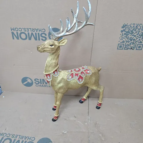 GISELA GRAHAM GOLD RESIN STAG ORNAMENT