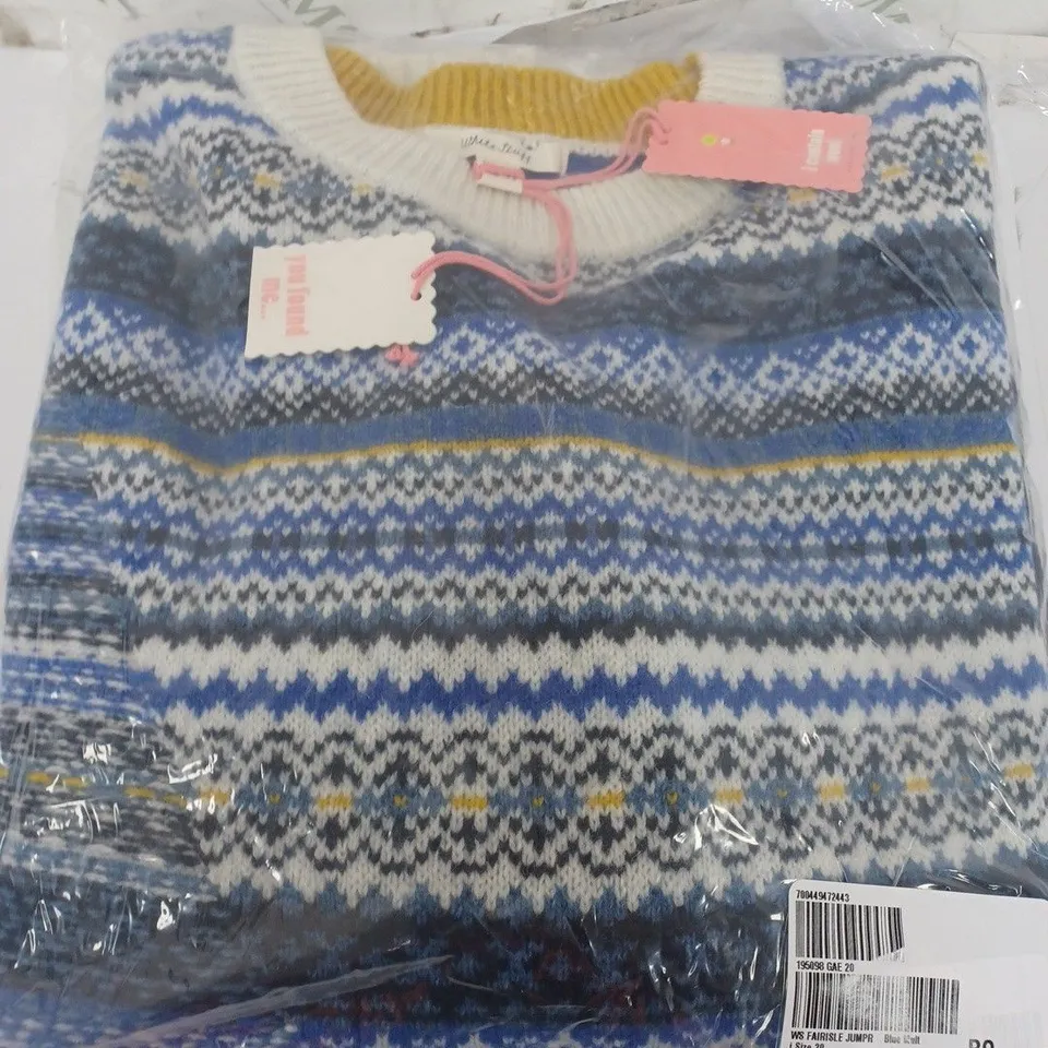 WHITE STUFF FAIRISLE JUMPER IN BLUE MULTI - SIZE 20