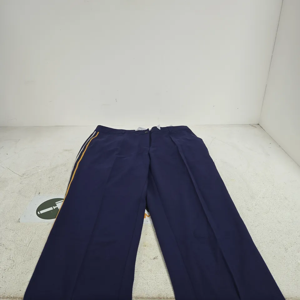 HEINE BLUE TROUSERS WITH GOLD/WHITE STRIPE UK 18 TAGGED