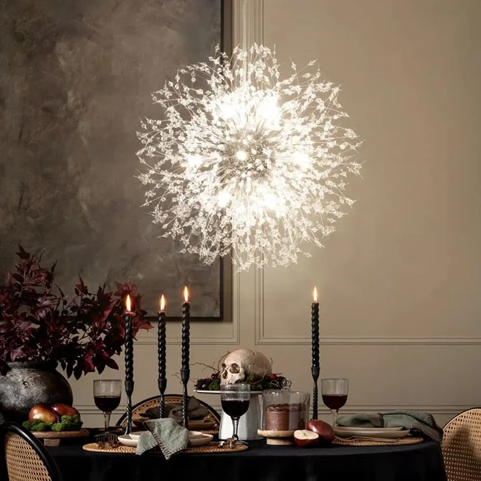 BOXED DANDELION 12-LIGHT SPUTNIK CRYSTAL CHANDELIER (1 BOX)