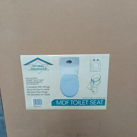 BOXED 18" MDF TOILET SEAT IN DIAMANTE WHITE