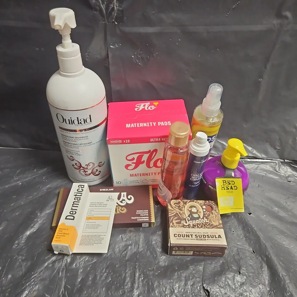 APPROXIMATEY 20 ASSORTED HEALTH AND BEAUTY PRODUCTS TO INCLUDE - SHEGLAM WONKA BAR PALETTE - BED HEAD THICKENING CREAM - CHELSEA LABORATORY NIGHT FORMULA - ETC