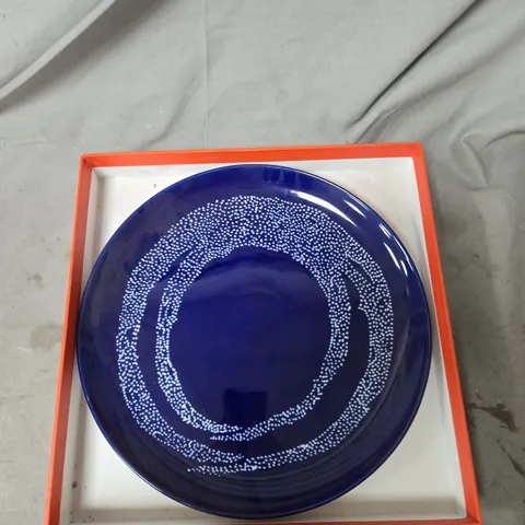 OTTOLENGHI SERAX CERAMIC PLATE – BLUE GLAZE WITH DOTTED RING PATTERN (BOXED)