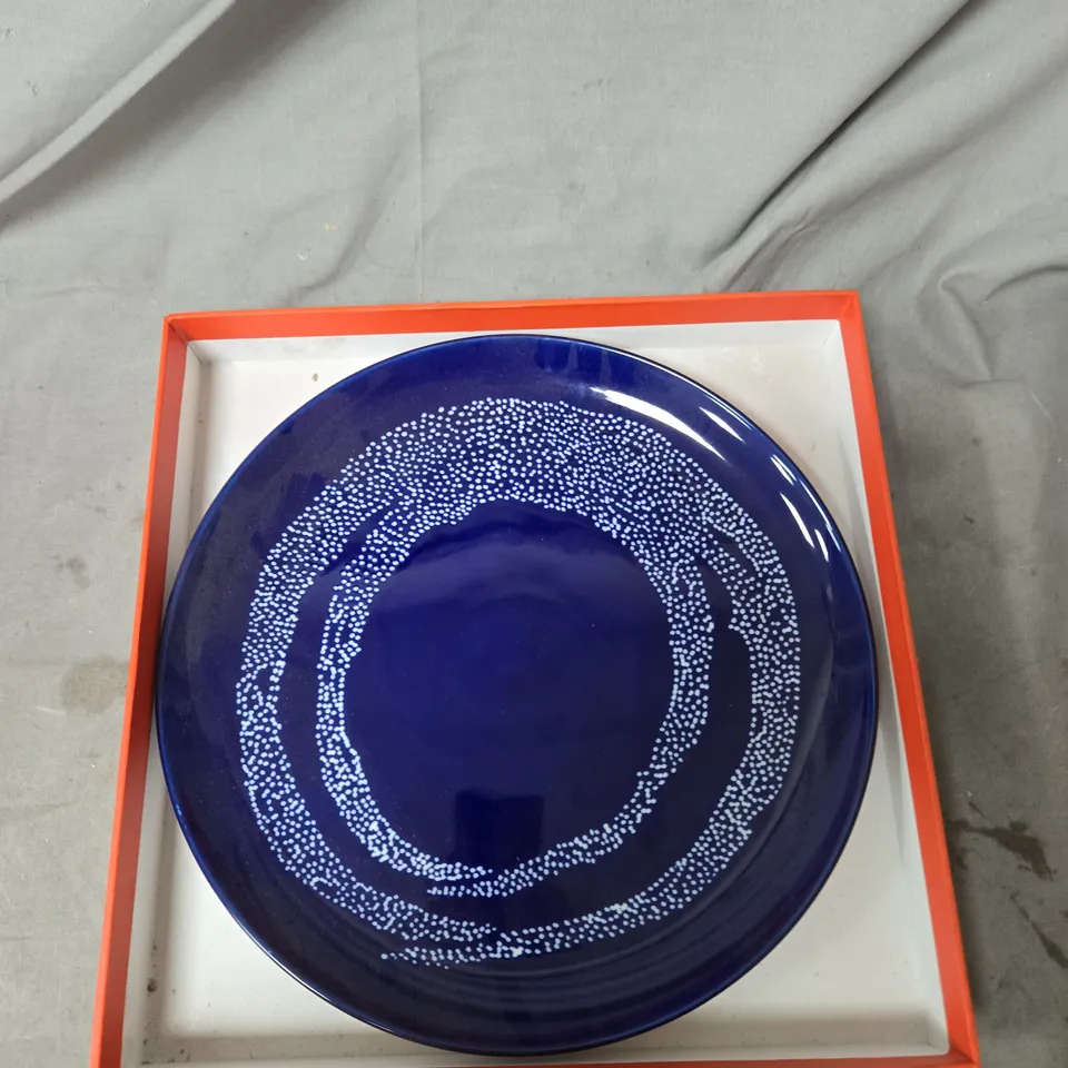 OTTOLENGHI SERAX CERAMIC PLATE – BLUE GLAZE WITH DOTTED RING PATTERN (BOXED)