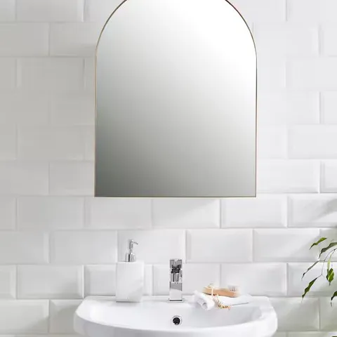 BOXED ARCHED MIRROR CABINET - GOLD 