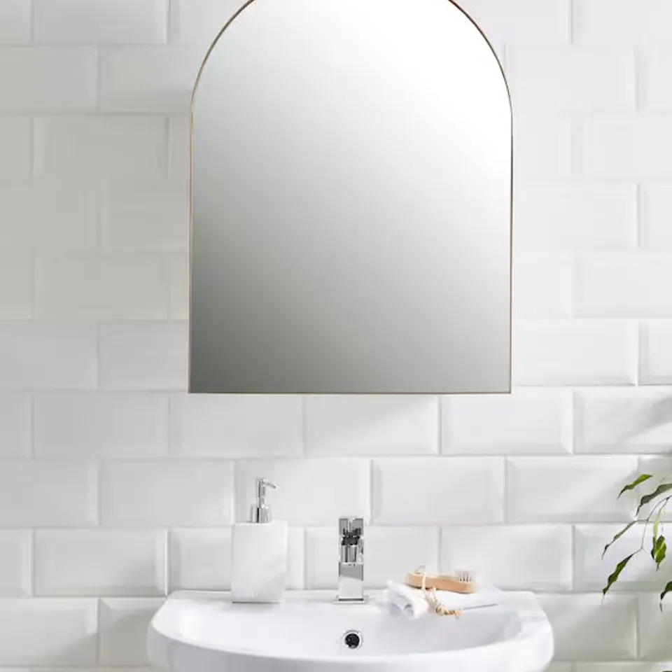 BOXED ARCHED MIRROR CABINET - GOLD