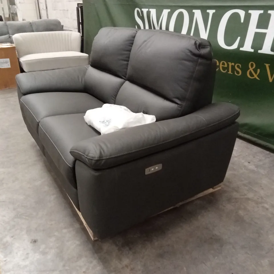 PAVILION 2 SEATER LEATHER/FAUX LEATHER POWER RECLINER SOFA - CHARCOAL RRP £949