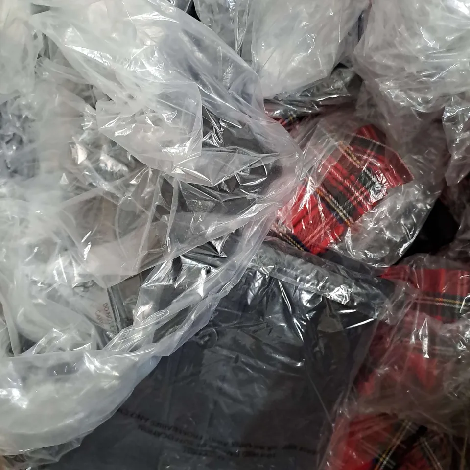 BOX OF APPROXIMATELY 40 SCHOOL SKIRTS IN ASSORTED COLOURS AND SIZES